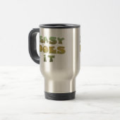 Easy Does IT Recovery Slogan Quote Groen Goud Reisbeker (Voorkant links)