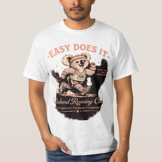 Easy Does It Weekend Running Club Retro Koala T-sh T-shirt (Voorkant)