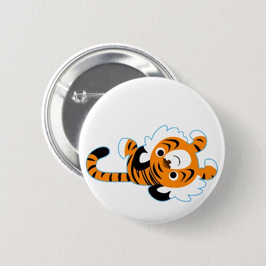 Easy-Going Cute Cartoon Tiger Button Badge (Voorkant /achterkant)