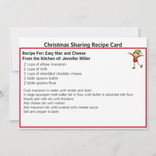 Easy Mac en Cheese Recipe Sharing Kerstmis Feestdagenkaart (Achterkant)