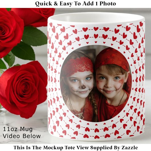 Easy Modern & Trendy One Photo & Red Hearts Koffiemok