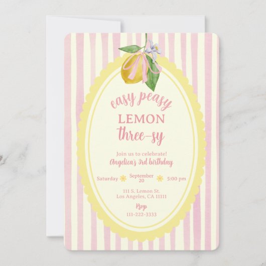 Easy Peasy Lemon Drie-zy 3e Verjaardag Kaart (Voorkant)