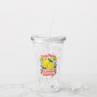 Easy Peasy Lemon Squeezy – Citroenen en Bloemen Acryl Drinkbeker