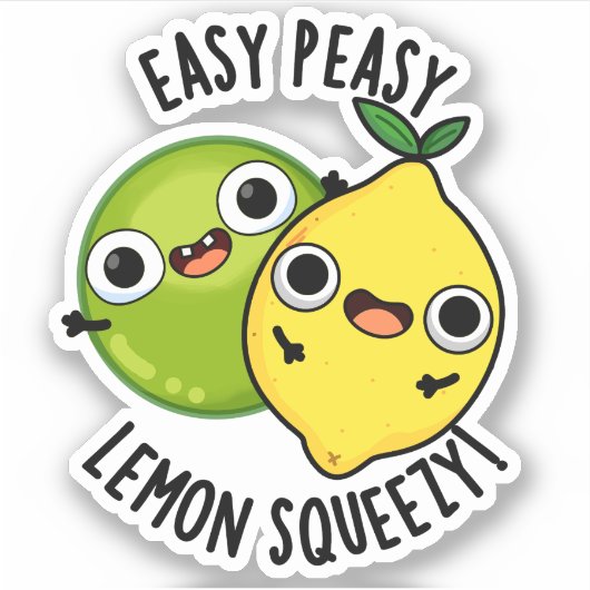 Easy Peasy Lemon Squeezy Funny Fruit Pun Sticker (Voorkant)
