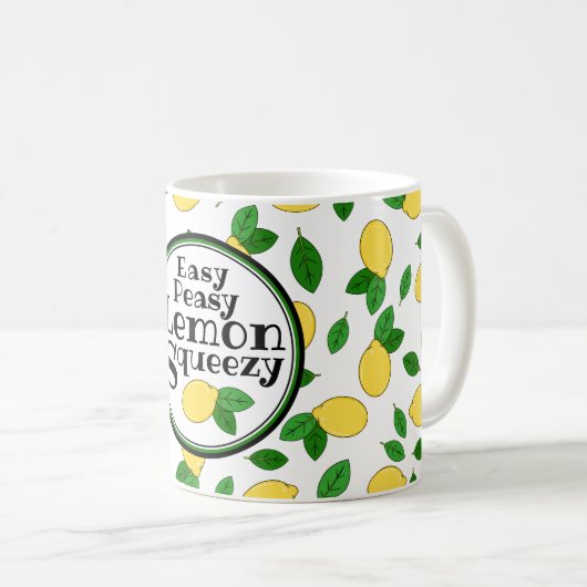 Easy Peasy Lemon Squeezy Funny Quote Lemon Patroon Koffiemok (Voorkant rechts)
