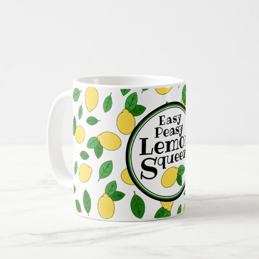 Easy Peasy Lemon Squeezy Funny Quote Lemon Patroon Koffiemok (Voorkant links)