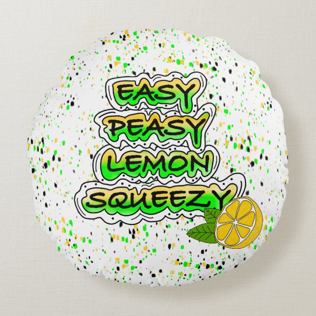 Easy Peasy Lemon Squeezy Rond Kussen (Voorkant)