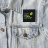 Easy Peasy Lemon Squeezy Speld - Zwarte Neon Pixel Vierkante Button 5,1 Cm (In situ)