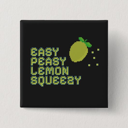 Easy Peasy Lemon Squeezy Speld - Zwarte Neon Pixel Vierkante Button 5,1 Cm (Voorkant)