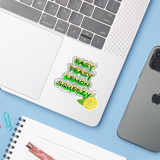 Easy Peasy Lemon Squeezy Sticker (Laptop met iPhone)