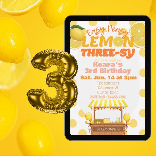 Easy Peasy Lemon Three-sy, Lemon 3e verjaardag Kaart