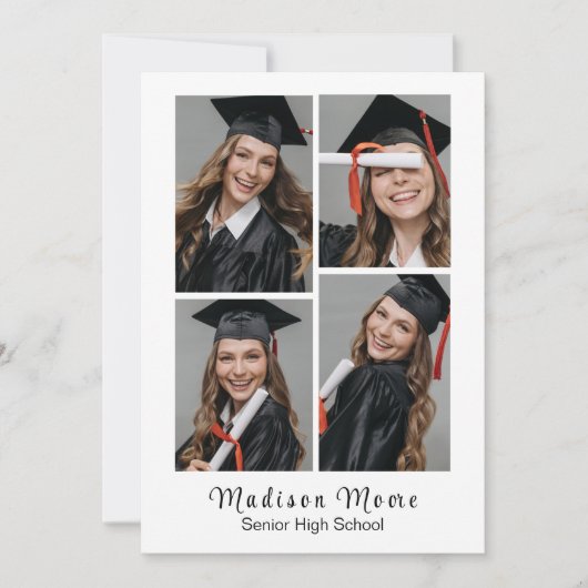 Easy QUICK PRINT 4 FOTO Afstuderen Aankondiging (Voorkant)