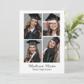Easy QUICK PRINT 4 FOTO Afstuderen Aankondiging (Staand voorkant)