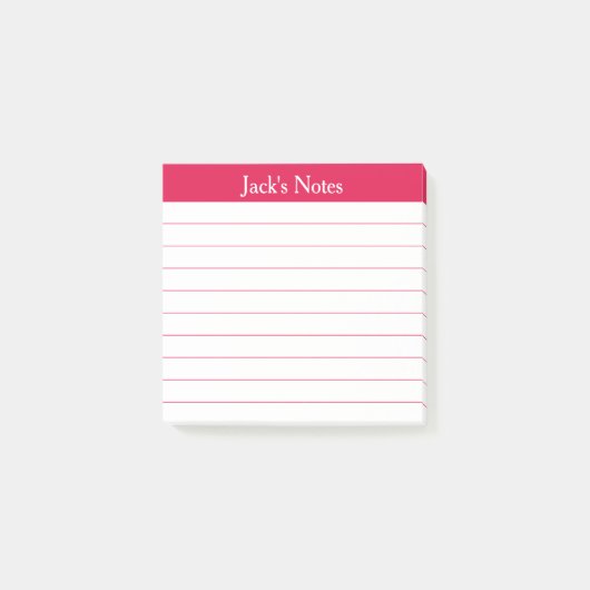 Easy Read Cherry Red Lined Personalized Post-it® Notes (Voorkant)