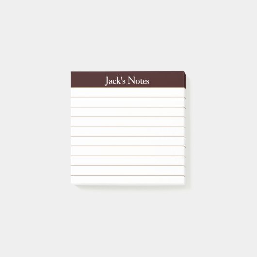 Easy Read Chocolate Brown Lined Personalized Post-it® Notes (Voorkant)