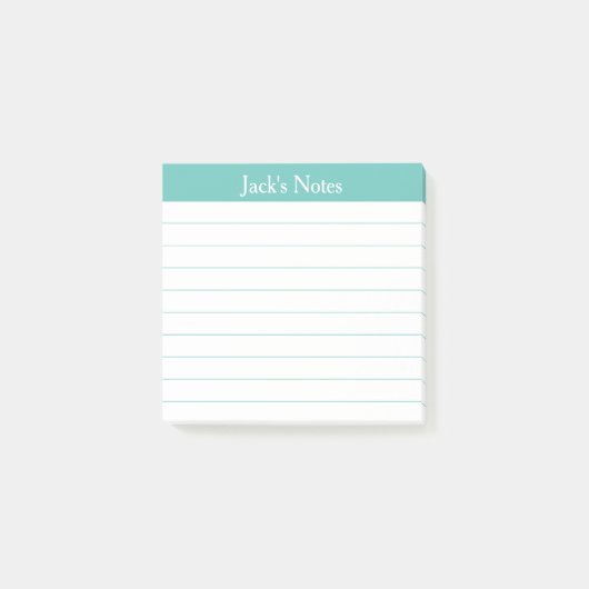 Easy Read Classic Aqua Lined Personalized Post-it® Notes (Voorkant)