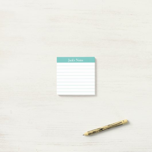 Easy Read Classic Aqua Lined Personalized Post-it® Notes (Op bureau)