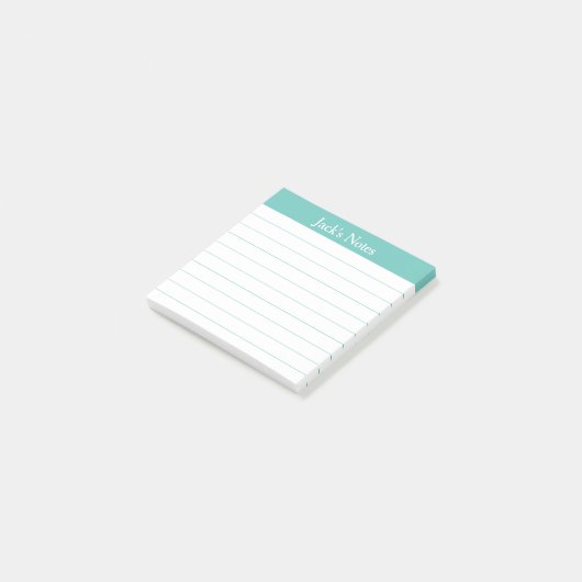Easy Read Classic Aqua Lined Personalized Post-it® Notes (Schuin)