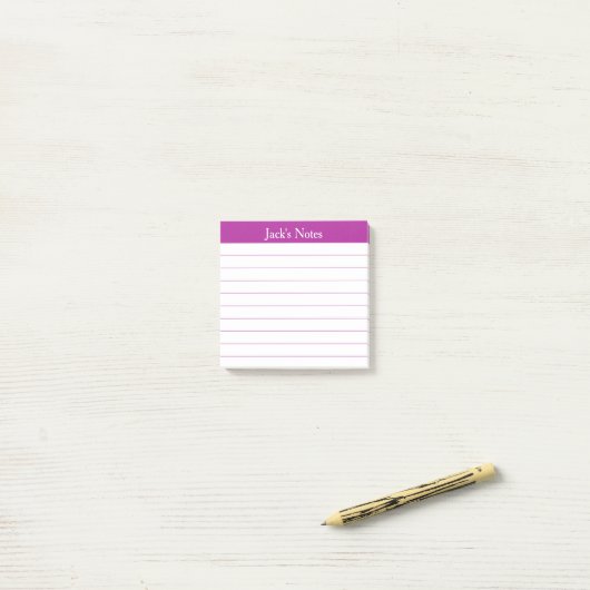 Easy Read Classic Dark Pink Lined Personalized Post-it® Notes (Op bureau)