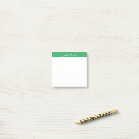 Easy Read Classic Green Lined Personalized Post-it® Notes (Op bureau)