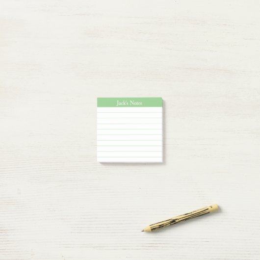 Easy Read Classic Sage Green Lined Personalized Post-it® Notes (Op bureau)
