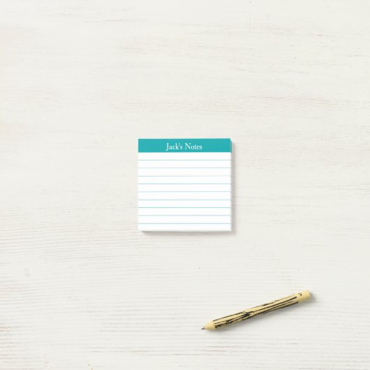Easy Read Classic Teal Lined Personalized Post-it® Notes (Op bureau)