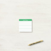 Easy Read Klassiek Groen Gelinieerd Gepersonalisee Post-it® Notes (Op bureau)