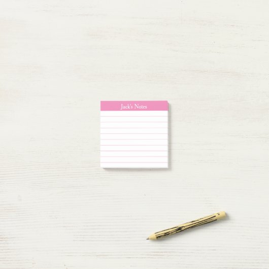 Easy Read Pink Lined Personalized Post-it® Notes (Op bureau)
