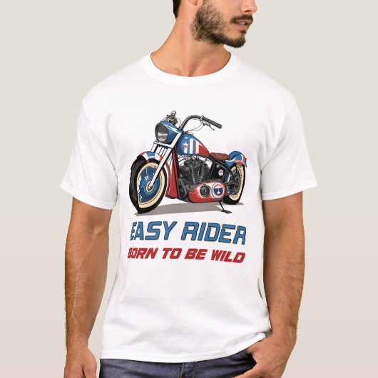 Easy Rider Motorcycle Chopper Sterren en Strepen T-shirt (Voorkant)