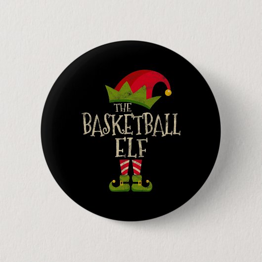 Easy The Basketball Elf Kostuum Familie Groepsgesc Ronde Button 5,7 Cm (Voorkant)