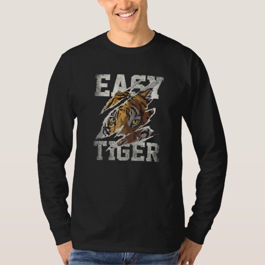 Easy tiger 3 distressed tiger costume casual chic  t-shirt (Voorkant)