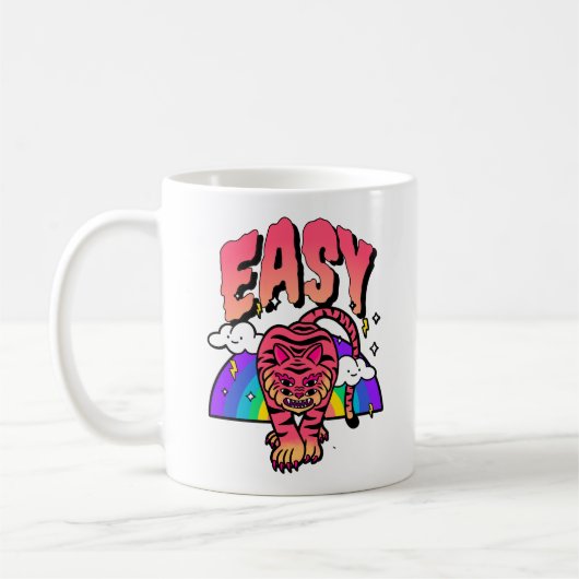 EASY Tiger Classic Mok – Retro Regenboog Fierce Pl (Links)