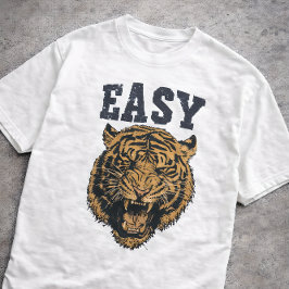 EASY Tiger Funny Vintage Distressed Typography T-shirt