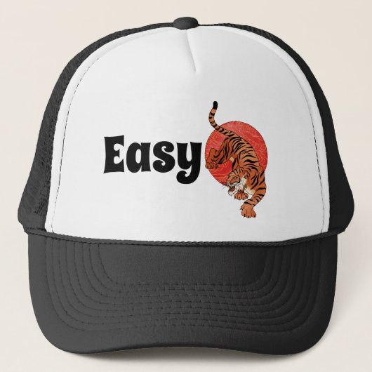 "Easy Tiger" Grappige Trucker Hoed – Vette Typogra Trucker Pet (Voorkant)