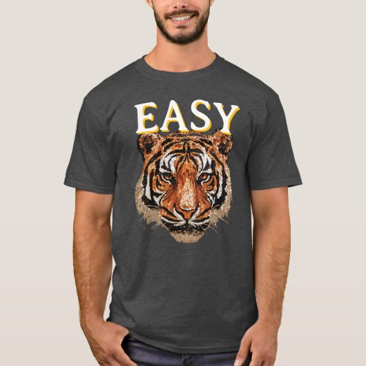 Easy Tiger Portrait Faux Sequin look Trendy T-shirt (Voorkant)