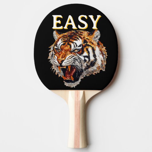 Easy Tiger Portrait Faux Sequin look Trendy Tafeltennisbatje (Voorkant)