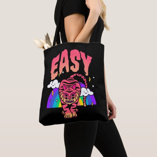 EASY Tiger Retro Rainbow Canvas tas Tiger Stripe (Dichtbij)