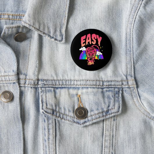 EASY Tiger Retro Regenboog Button – Fierce & Fun P (In situ)