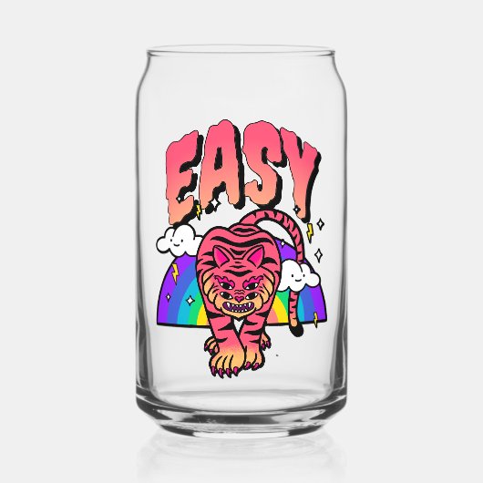 EASY Tijger Retro Regenboog Blik Glas (Voorkant)