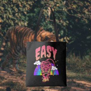 EASY Tijger Retro Regenboog Boodschappentas Tijger Tote Bag