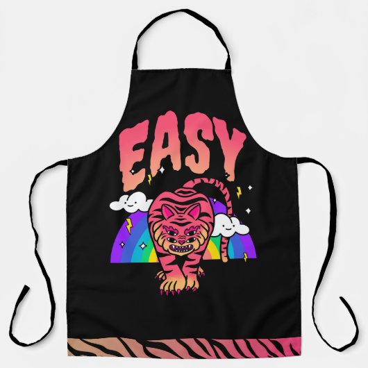 EASY Tijger Retro Regenboog Schort met Tijgerstrep (Voorkant)