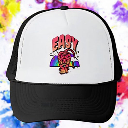 EASY Tijger Retro Regenboog Trucker Hoed Pet