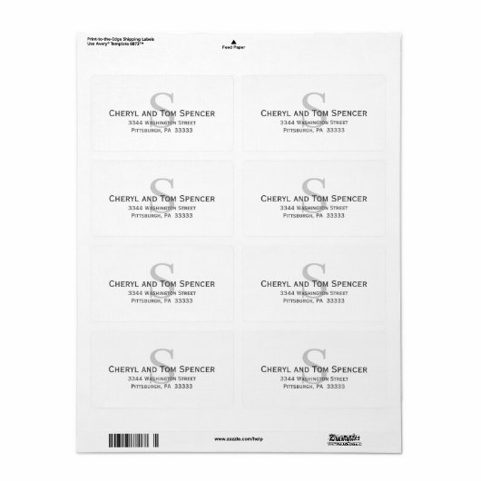 Easy To Read Classic Monogram Large Etiket (Full Sheet)