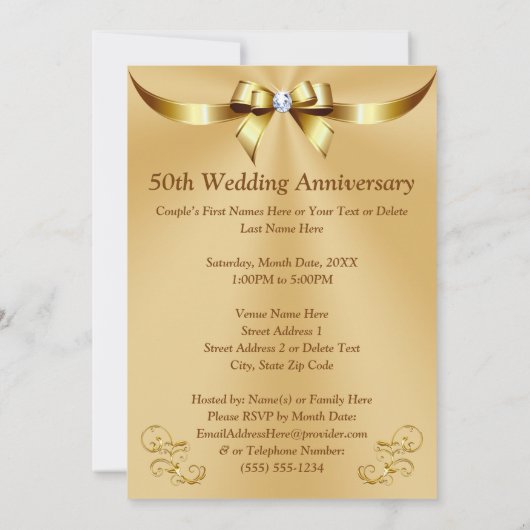 Easy to Read Golden Jubileum Invitation Kaart (Achterkant)