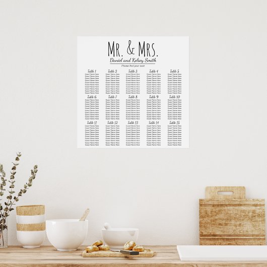 Easy Wedding Seating Chart - Meer tabellen | POSTE Poster (Keuken)