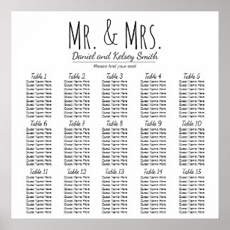 Easy Wedding Seating Chart - Meer tabellen | POSTE Poster