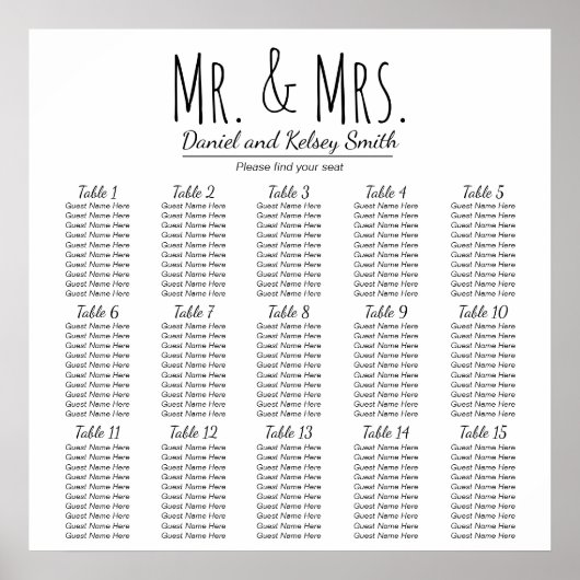 Easy Wedding Seating Chart - Meer tabellen | POSTE Poster (Voorkant)