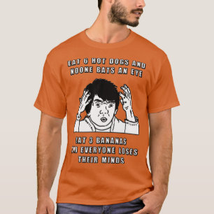 Eat 6 Hot Dogs 3 Bananas Meme Vegan Vegetarian T-shirt