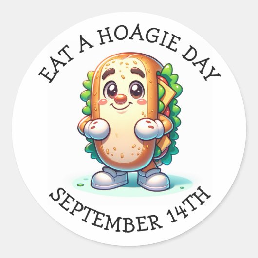 Eat a Hoagie Day, Funny Food Feestdagen Ronde Sticker (Voorkant)