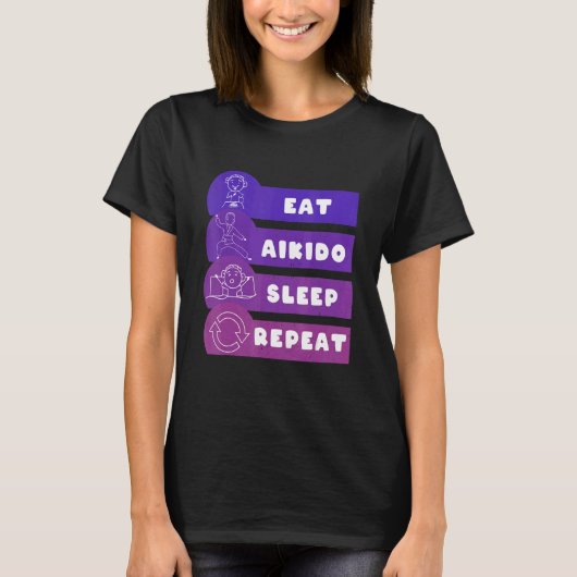 Eat Aikido Sleep Repeat T-shirt (Voorkant)